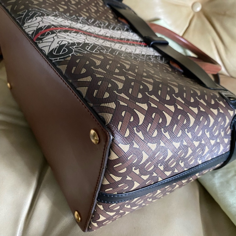 SALE Burberry Belt Bag Satchel w/Strap Monogram Stripe E-canvas 2Way Leather COA - Picture 13 of 16